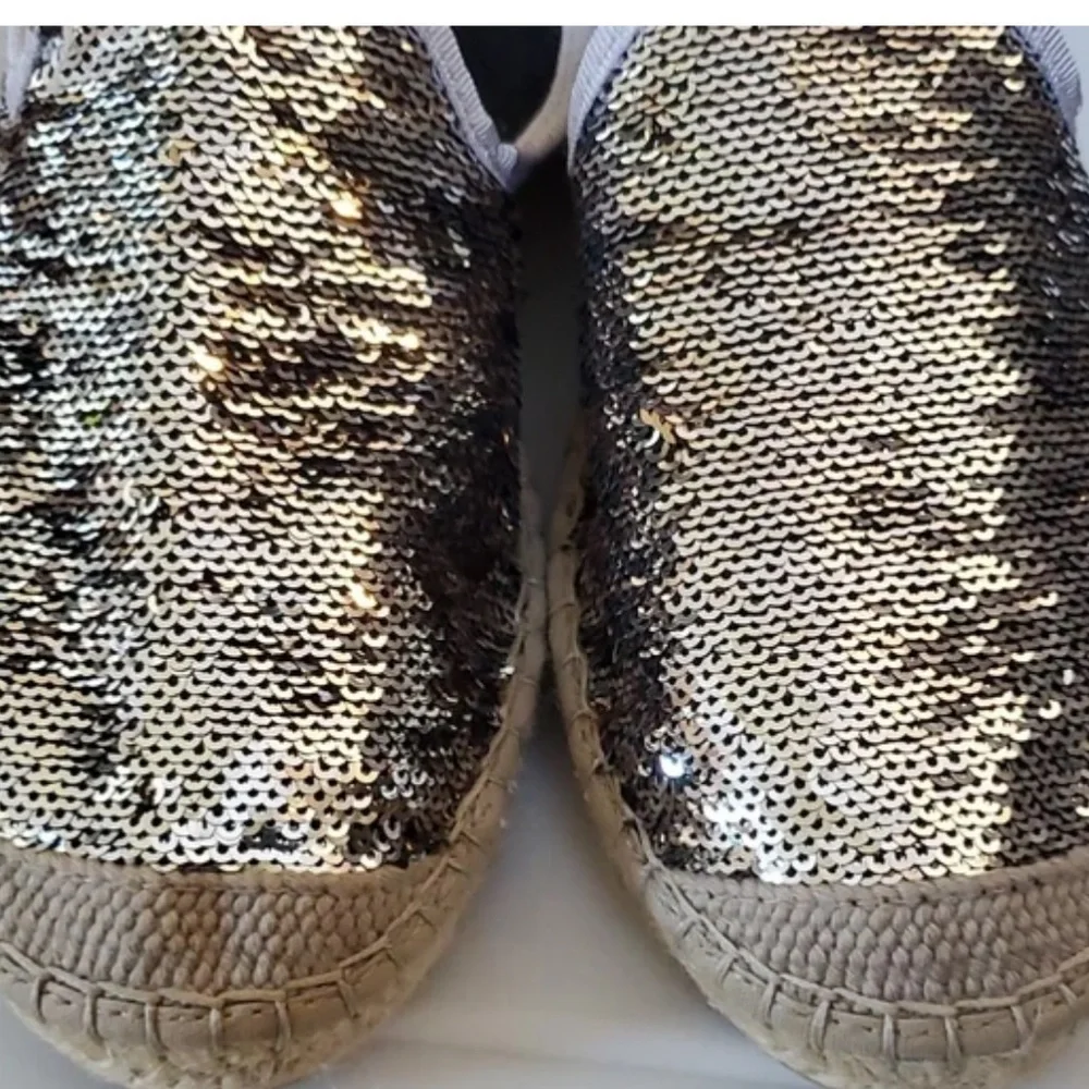 Vidorreta glitter gold silver espadrille size 39 made in Spain US 9